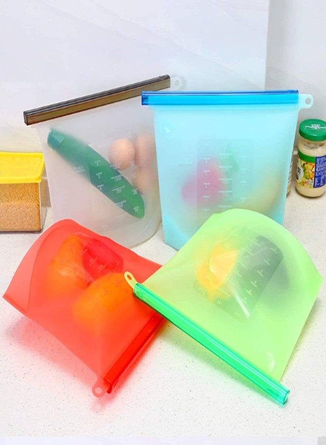 جل أكياس تخزين سيليكون قابلة لإعادة الاستخدام من JEL Ekaarav، أغطية صديقة للبيئة مع إغلاق محكم للحفاظ على الطعام، سحاب مانع للتسرب للثلاجة والميكروويف (2، 1000 مل) (2)، متعددة الألوان - Image 5